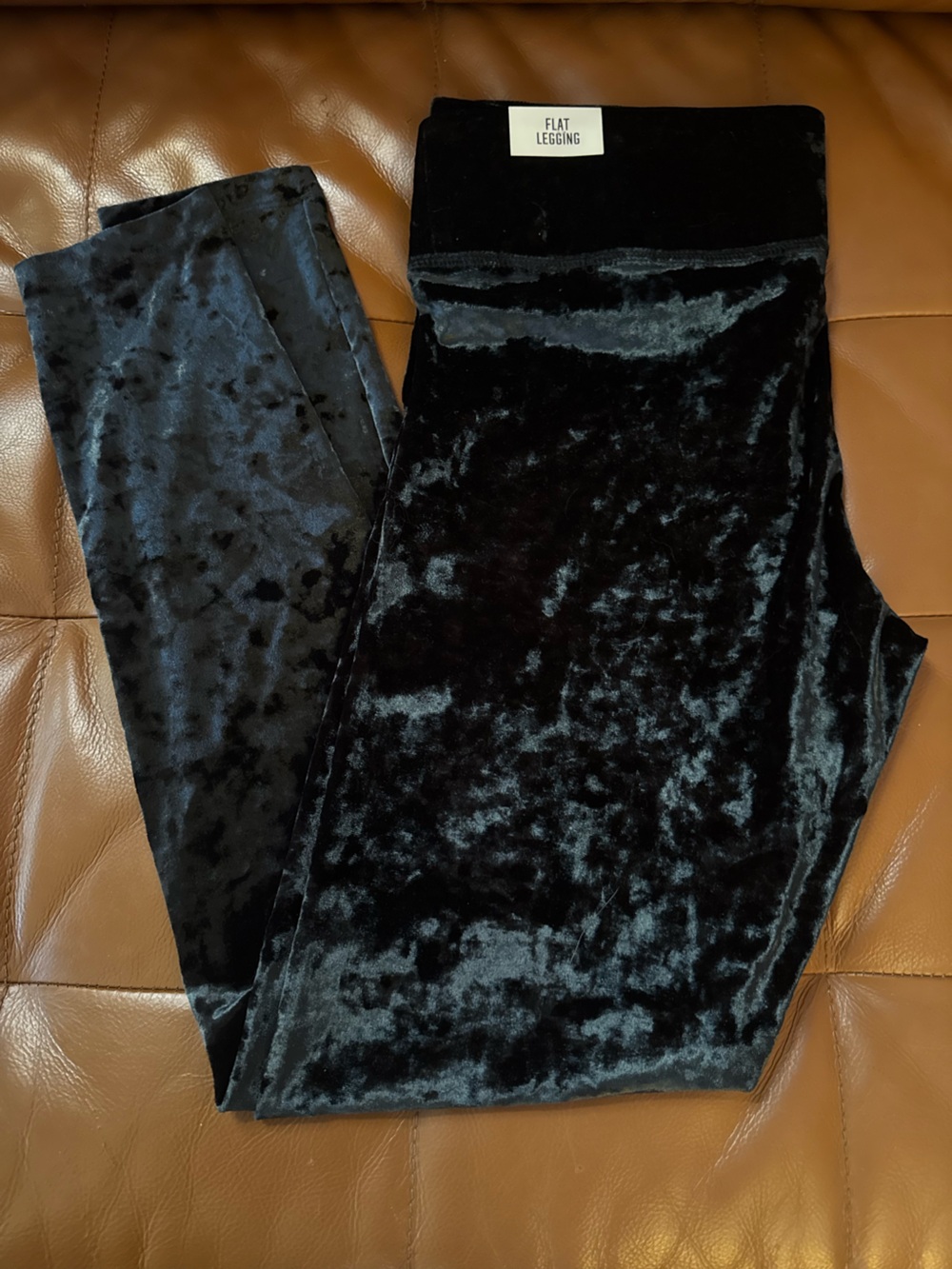 PINK Victoria's Secret Black Crushed Velvet Leggings